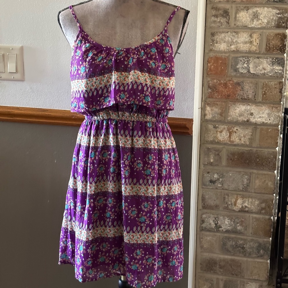 Mossimo Supply Co. Purple Floral Spaghetti-Strap Sundress